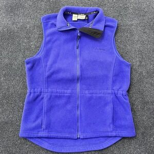 LL Bean Vest Womens Small Purple Fleece Full Zip Made in USA Embroidered Pockets